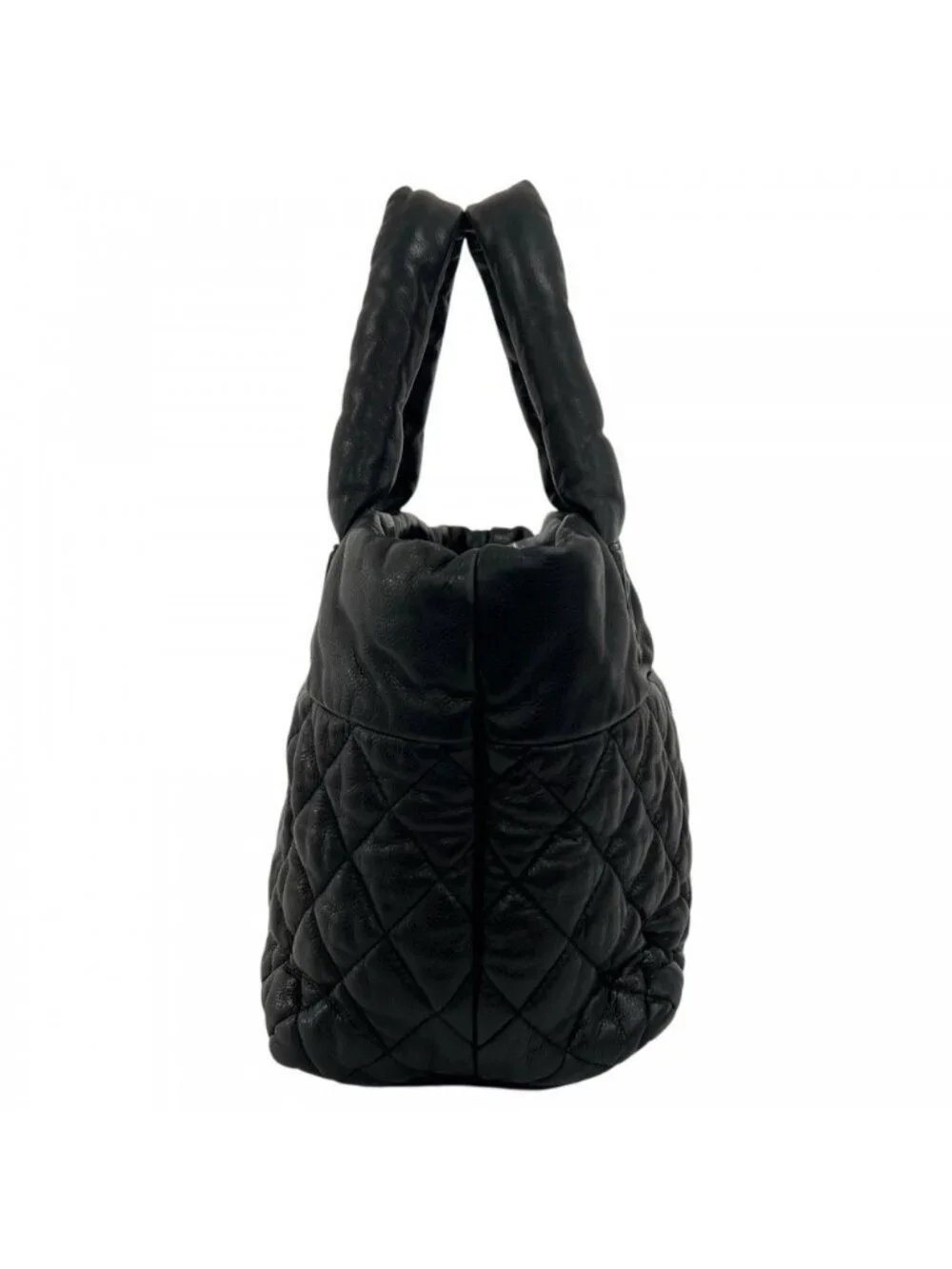 Chanel Handbag Coco Cocoon Leather Black Silver